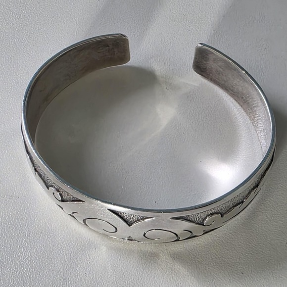 Vintage Sterling Silver Cuff Bracelet Solid 925 Ornate 23 Grams Statement - Picture 2 of 7